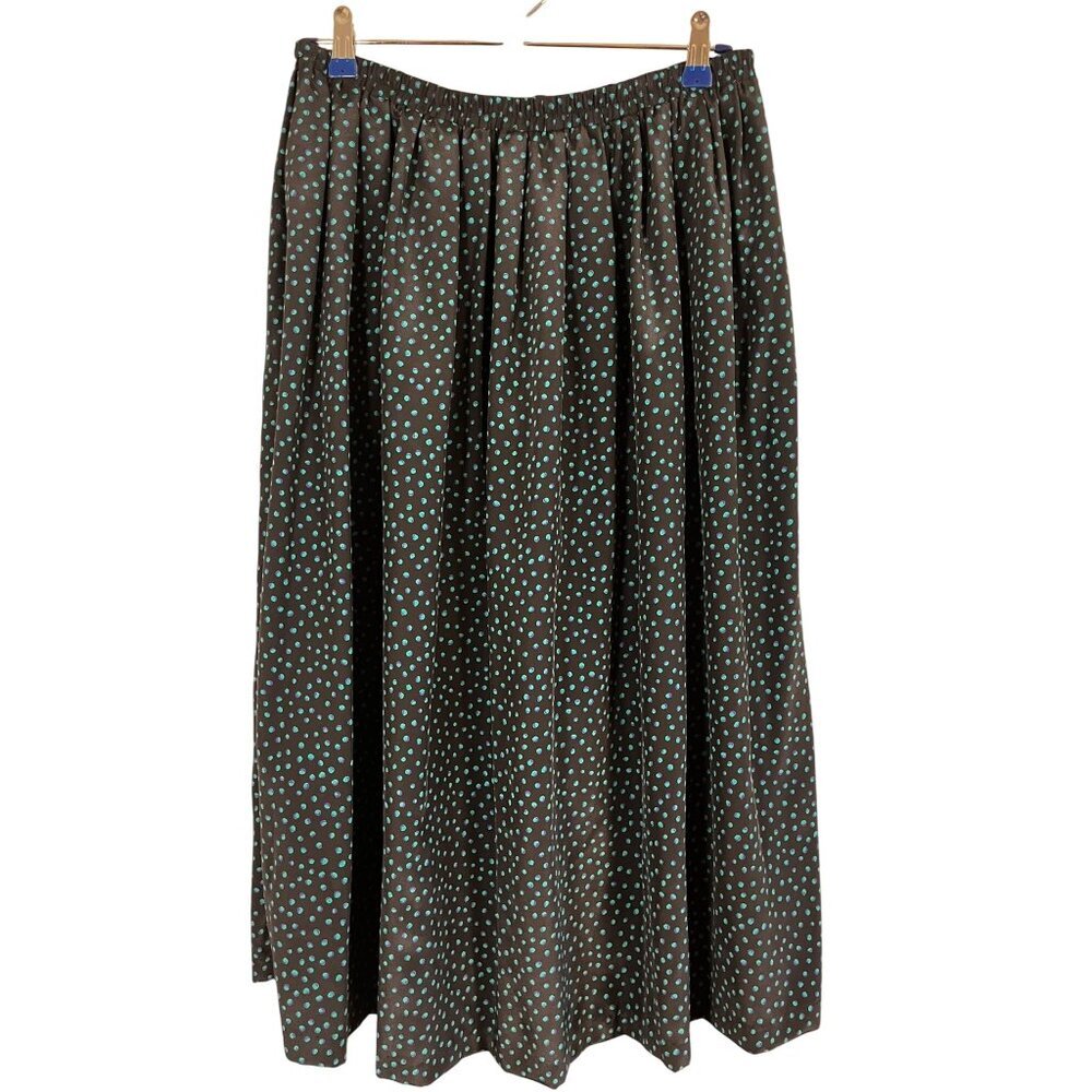 Retro Colorful Polka Dot Maxi Skirt Blue 14 Boho Hippie Mod Classic Preppy Chic